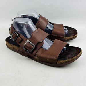Merrell Downtown Backstrap Buckle Sandals Mens 9 Dark Earth Brown Leather Cork